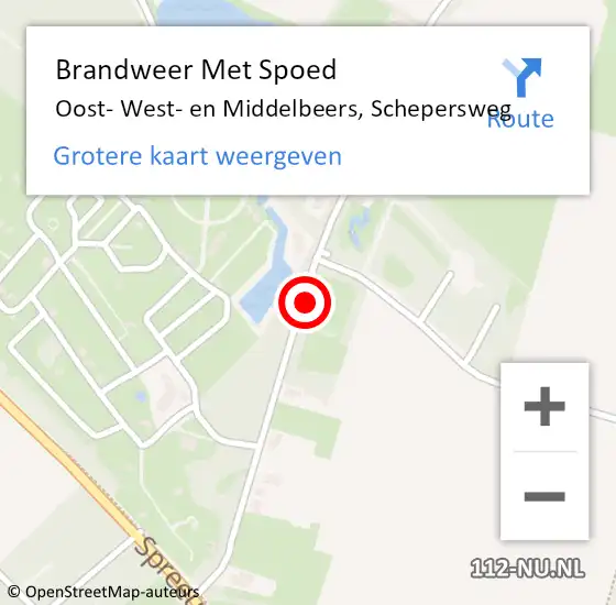 Locatie op kaart van de 112 melding: Brandweer Met Spoed Naar Oost- West- en Middelbeers, Schepersweg op 6 juni 2022 09:52