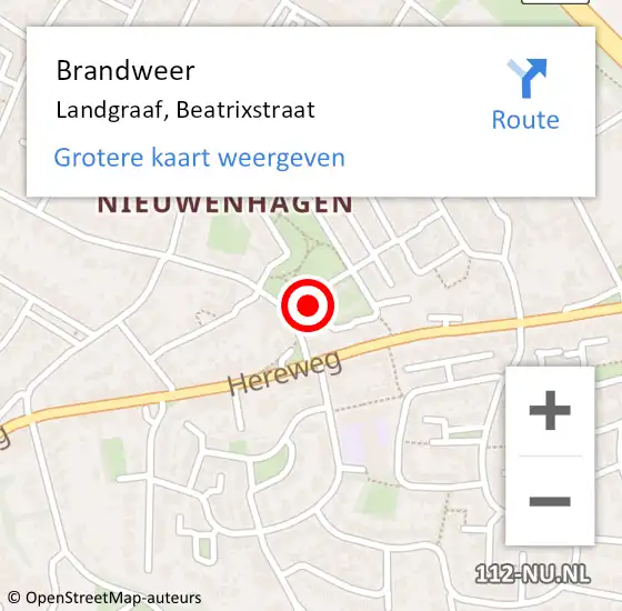 Locatie op kaart van de 112 melding: Brandweer Landgraaf, Beatrixstraat op 19 juli 2014 12:22