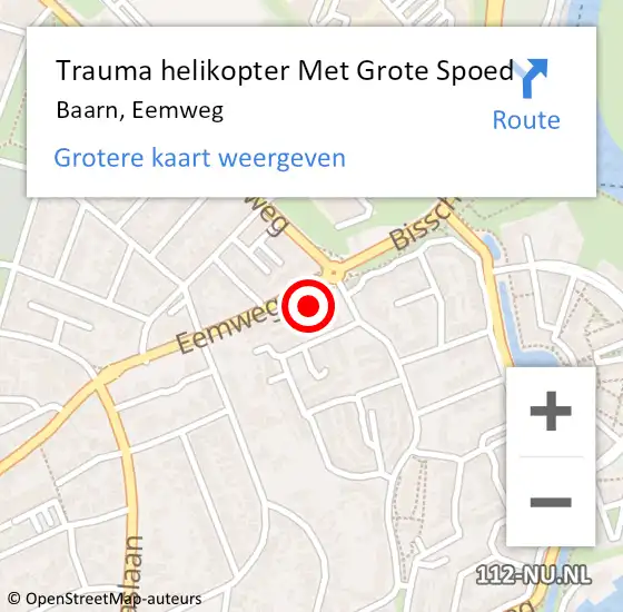 Locatie op kaart van de 112 melding: Trauma helikopter Met Grote Spoed Naar Baarn, Eemweg op 6 juni 2022 10:23