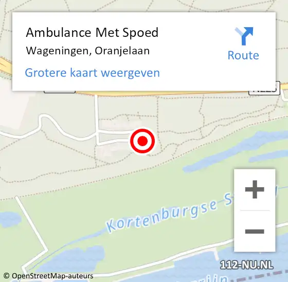 Locatie op kaart van de 112 melding: Ambulance Met Spoed Naar Wageningen, Oranjelaan op 6 juni 2022 10:46