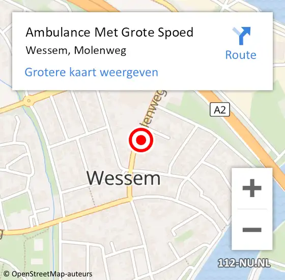 Locatie op kaart van de 112 melding: Ambulance Met Grote Spoed Naar Wessem, Molenweg op 19 juli 2014 12:23