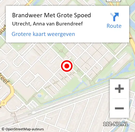 Locatie op kaart van de 112 melding: Brandweer Met Grote Spoed Naar Utrecht, Anna van Burendreef op 6 juni 2022 11:00