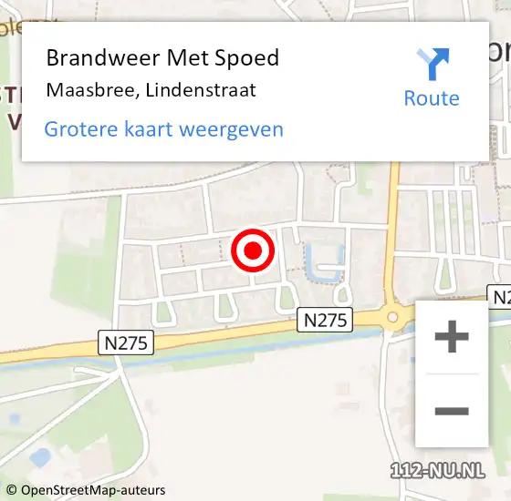 Locatie op kaart van de 112 melding: Brandweer Met Spoed Naar Maasbree, Lindenstraat op 6 juni 2022 11:09