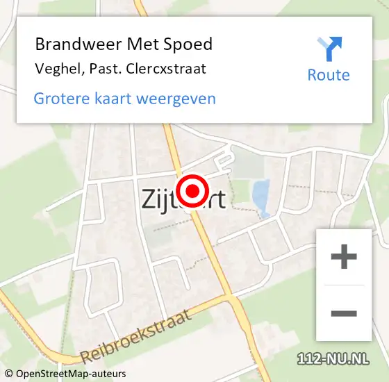 Locatie op kaart van de 112 melding: Brandweer Met Spoed Naar Veghel, Past. Clercxstraat op 6 juni 2022 11:48