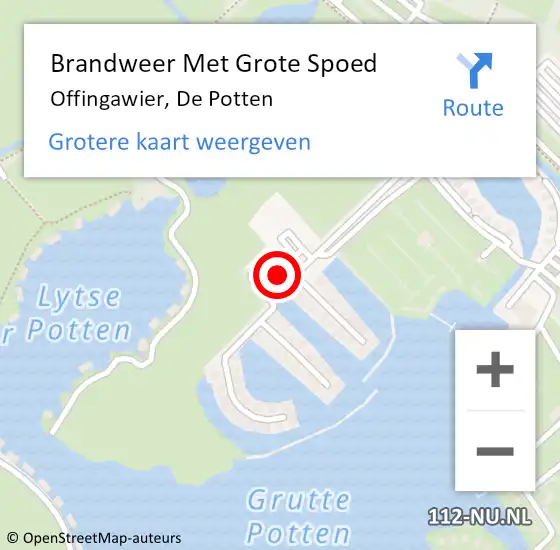 Locatie op kaart van de 112 melding: Brandweer Met Grote Spoed Naar Offingawier, De Potten op 6 juni 2022 11:50