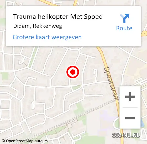Locatie op kaart van de 112 melding: Trauma helikopter Met Spoed Naar Didam, Rekkenweg op 6 juni 2022 12:01