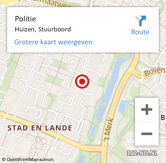 Locatie op kaart van de 112 melding: Politie Huizen, Stuurboord op 6 juni 2022 13:14