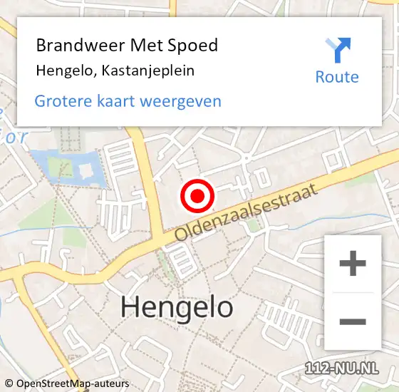 Locatie op kaart van de 112 melding: Brandweer Met Spoed Naar Hengelo, Kastanjeplein op 6 juni 2022 13:25