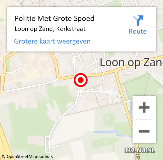 Locatie op kaart van de 112 melding: Politie Met Grote Spoed Naar Loon op Zand, Kerkstraat op 6 juni 2022 13:25