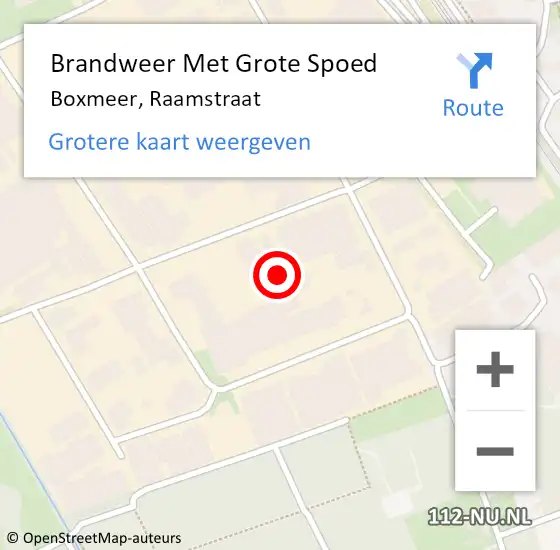 Locatie op kaart van de 112 melding: Brandweer Met Grote Spoed Naar Boxmeer, Raamstraat op 6 juni 2022 13:34