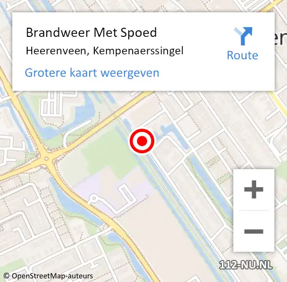 Locatie op kaart van de 112 melding: Brandweer Met Spoed Naar Heerenveen, Kempenaerssingel op 19 juli 2014 12:39