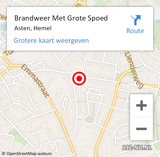 Locatie op kaart van de 112 melding: Brandweer Met Grote Spoed Naar Asten, Hemel op 6 juni 2022 13:37