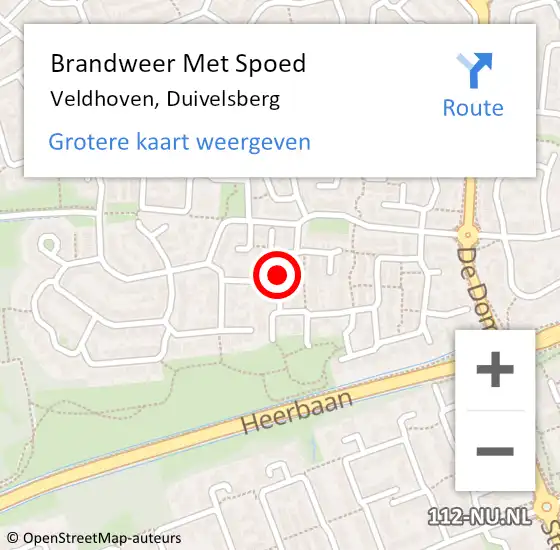 Locatie op kaart van de 112 melding: Brandweer Met Spoed Naar Veldhoven, Duivelsberg op 6 juni 2022 13:46