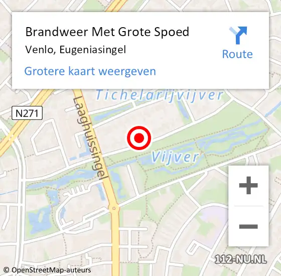 Locatie op kaart van de 112 melding: Brandweer Met Grote Spoed Naar Venlo, Eugeniasingel op 6 juni 2022 13:56