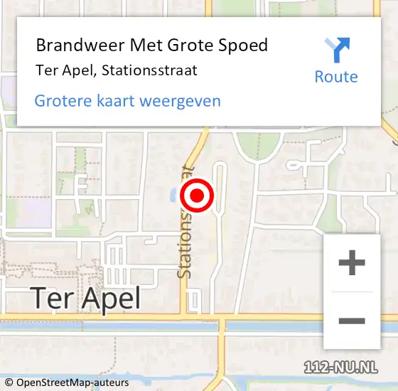 Locatie op kaart van de 112 melding: Brandweer Met Grote Spoed Naar Ter Apel, Stationsstraat op 6 juni 2022 14:06