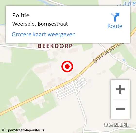 Locatie op kaart van de 112 melding: Politie Weerselo, Bornsestraat op 6 juni 2022 14:10