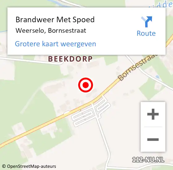 Locatie op kaart van de 112 melding: Brandweer Met Spoed Naar Weerselo, Bornsestraat op 6 juni 2022 14:18