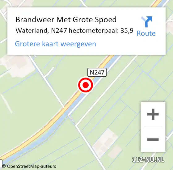 Locatie op kaart van de 112 melding: Brandweer Met Grote Spoed Naar Waterland, N247 hectometerpaal: 35,9 op 6 juni 2022 14:27