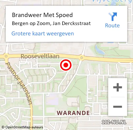 Locatie op kaart van de 112 melding: Brandweer Met Spoed Naar Bergen op Zoom, Jan Dercksstraat op 6 juni 2022 14:38