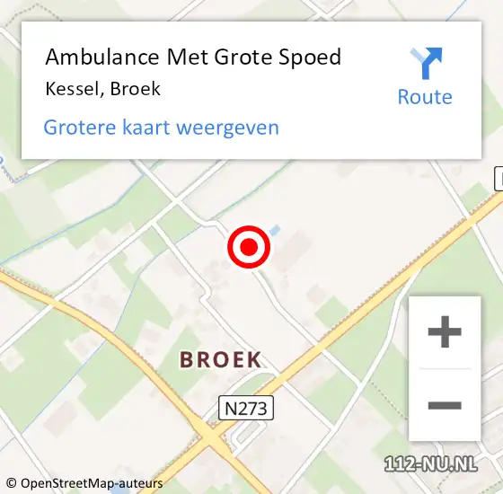 Locatie op kaart van de 112 melding: Ambulance Met Grote Spoed Naar Kessel, Broek op 6 juni 2022 14:38