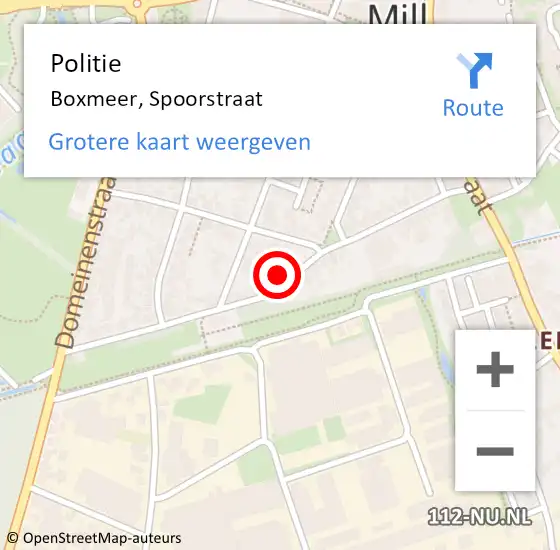 Locatie op kaart van de 112 melding: Politie Boxmeer, Spoorstraat op 6 juni 2022 14:43