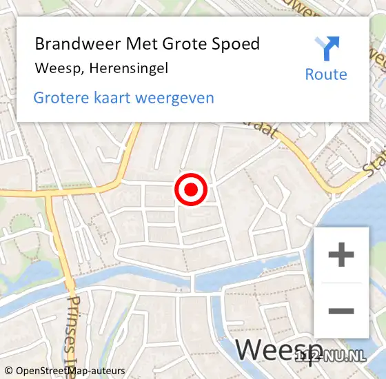 Locatie op kaart van de 112 melding: Brandweer Met Grote Spoed Naar Weesp, Herensingel op 6 juni 2022 14:43