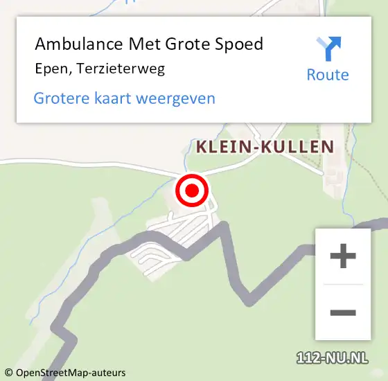 Locatie op kaart van de 112 melding: Ambulance Met Grote Spoed Naar Epen, Terzieterweg op 19 juli 2014 12:46