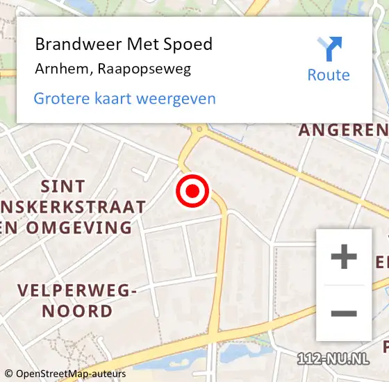 Locatie op kaart van de 112 melding: Brandweer Met Spoed Naar Arnhem, Raapopseweg op 6 juni 2022 14:48