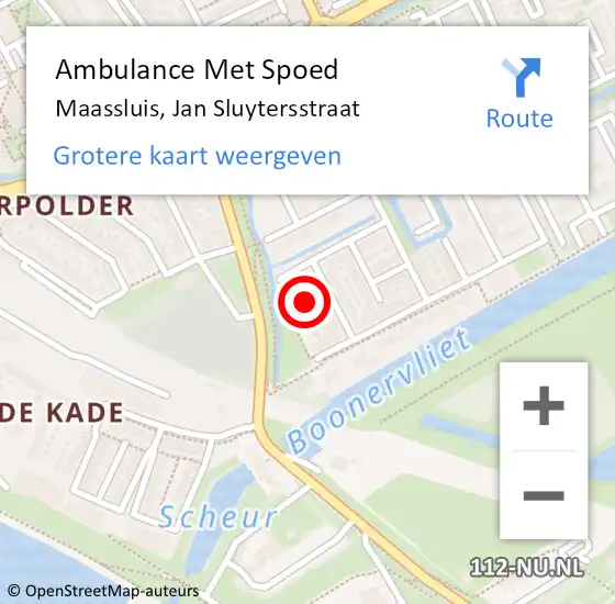 Locatie op kaart van de 112 melding: Ambulance Met Spoed Naar Maassluis, Jan Sluytersstraat op 6 juni 2022 14:55