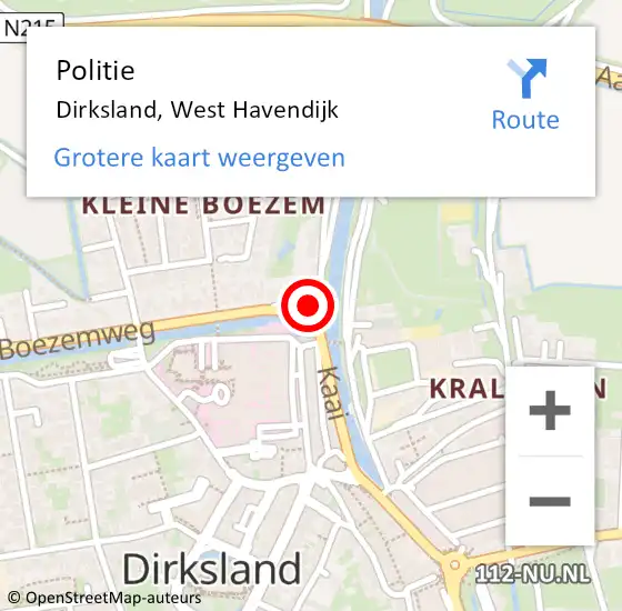 Locatie op kaart van de 112 melding: Politie Dirksland, West Havendijk op 6 juni 2022 15:23