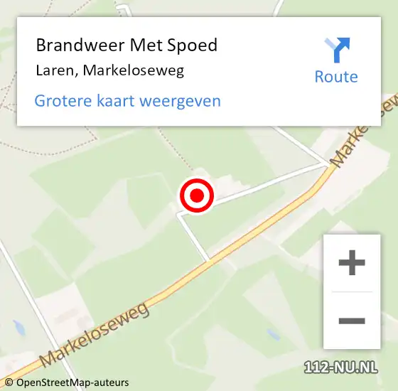 Locatie op kaart van de 112 melding: Brandweer Met Spoed Naar Laren, Markeloseweg op 6 juni 2022 15:45