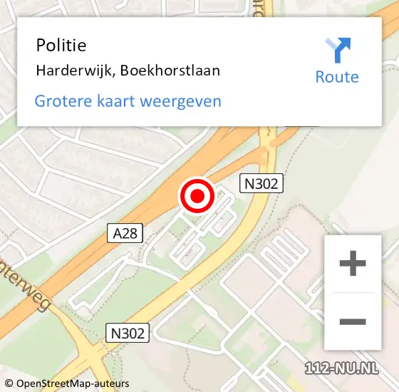 Locatie op kaart van de 112 melding: Politie Harderwijk, Boekhorstlaan op 6 juni 2022 15:52