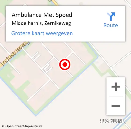 Locatie op kaart van de 112 melding: Ambulance Met Spoed Naar Middelharnis, Zernikeweg op 6 juni 2022 15:52