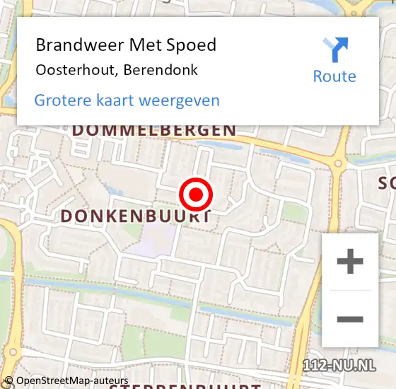 Locatie op kaart van de 112 melding: Brandweer Met Spoed Naar Oosterhout, Berendonk op 6 juni 2022 16:07