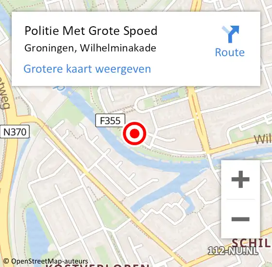 Locatie op kaart van de 112 melding: Politie Met Grote Spoed Naar Groningen, Wilhelminakade op 6 juni 2022 16:08