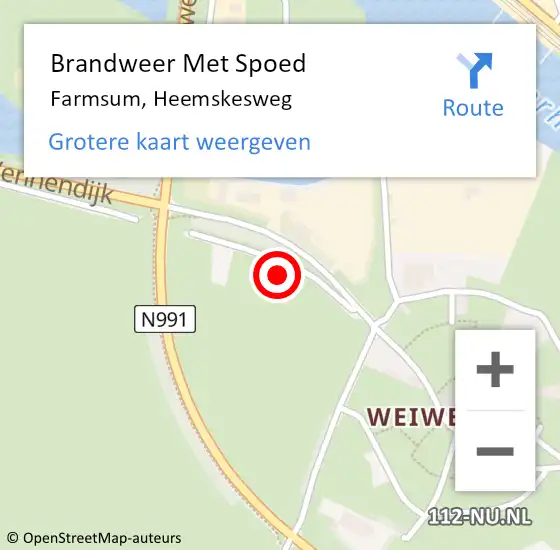 Locatie op kaart van de 112 melding: Brandweer Met Spoed Naar Farmsum, Heemskesweg op 6 juni 2022 16:32