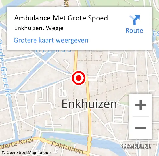 Locatie op kaart van de 112 melding: Ambulance Met Grote Spoed Naar Enkhuizen, Wegje op 6 juni 2022 16:39