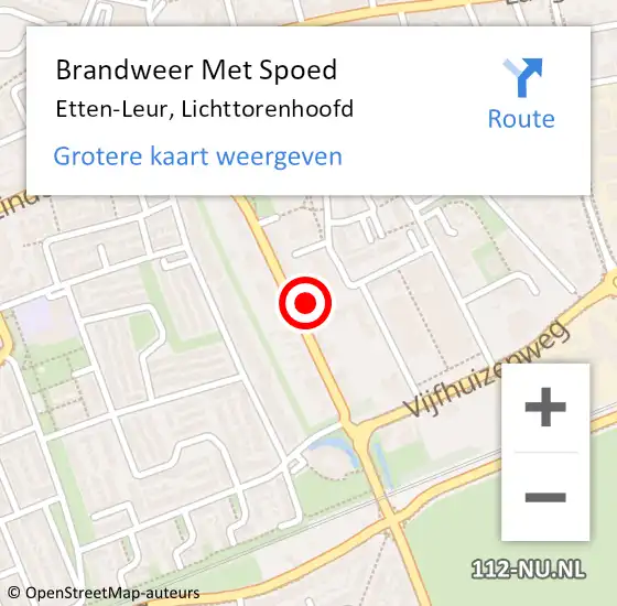 Locatie op kaart van de 112 melding: Brandweer Met Spoed Naar Etten-Leur, Lichttorenhoofd op 6 juni 2022 16:59