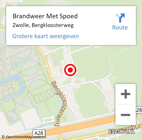 Locatie op kaart van de 112 melding: Brandweer Met Spoed Naar Zwolle, Bergkloosterweg op 6 juni 2022 17:04