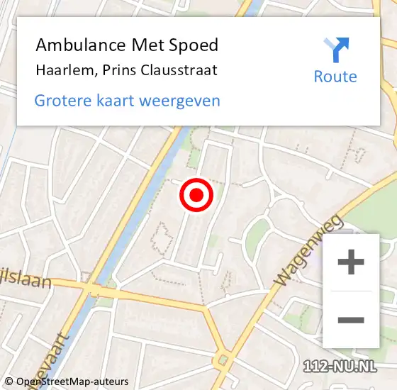 Locatie op kaart van de 112 melding: Ambulance Met Spoed Naar Haarlem, Prins Clausstraat op 6 juni 2022 17:14