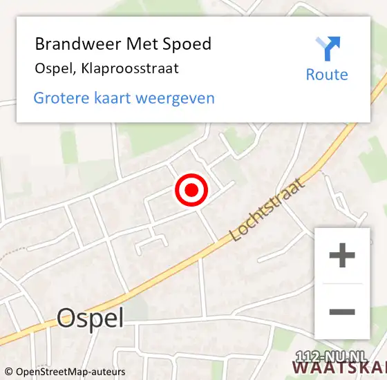 Locatie op kaart van de 112 melding: Brandweer Met Spoed Naar Ospel, Klaproosstraat op 6 juni 2022 17:23