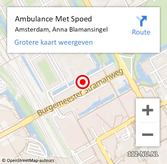 Locatie op kaart van de 112 melding: Ambulance Met Spoed Naar Amsterdam-Zuidoost, Anna Blamansingel op 6 juni 2022 17:38