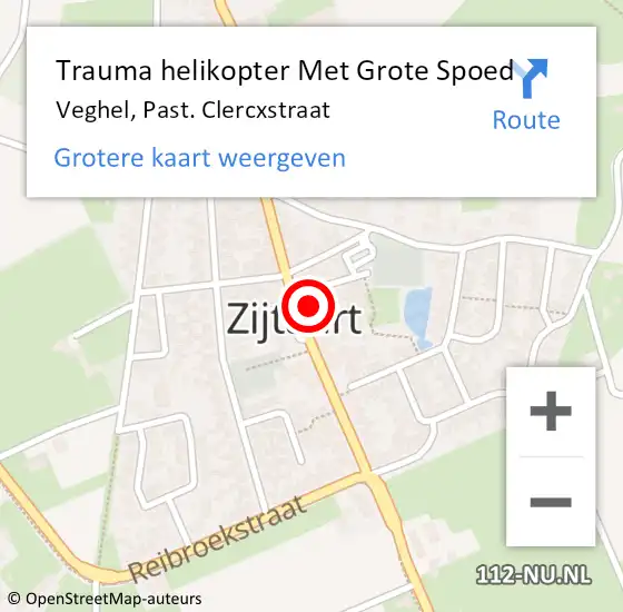 Locatie op kaart van de 112 melding: Trauma helikopter Met Grote Spoed Naar Veghel, Past. Clercxstraat op 6 juni 2022 17:53