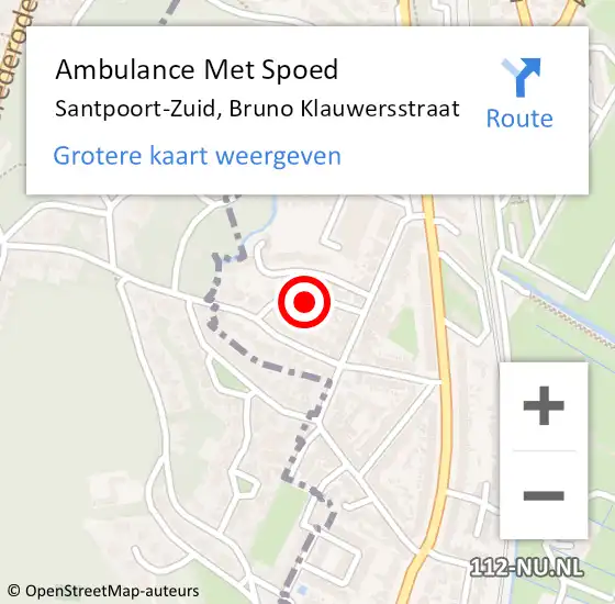 Locatie op kaart van de 112 melding: Ambulance Met Spoed Naar Santpoort-Zuid, Bruno Klauwersstraat op 6 juni 2022 18:16