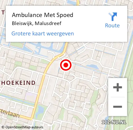 Locatie op kaart van de 112 melding: Ambulance Met Spoed Naar Bleiswijk, Malusdreef op 6 juni 2022 18:17