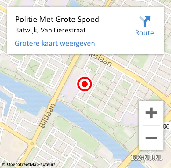 Locatie op kaart van de 112 melding: Politie Met Grote Spoed Naar Katwijk, Van Lierestraat op 6 juni 2022 18:29