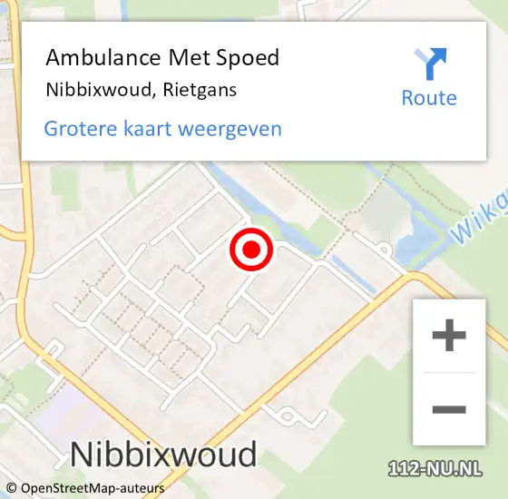 Locatie op kaart van de 112 melding: Ambulance Met Spoed Naar Nibbixwoud, Rietgans op 6 juni 2022 18:58