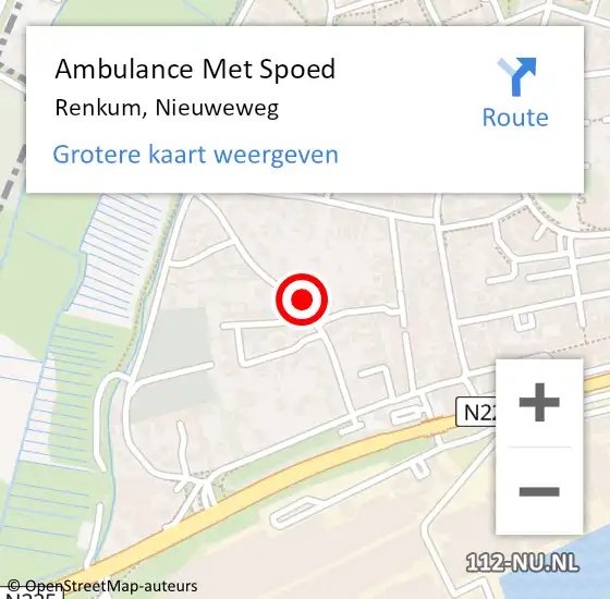 Locatie op kaart van de 112 melding: Ambulance Met Spoed Naar Renkum, Nieuweweg op 6 juni 2022 19:00