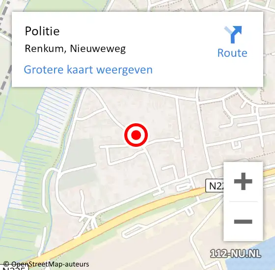 Locatie op kaart van de 112 melding: Politie Renkum, Nieuweweg op 6 juni 2022 19:01