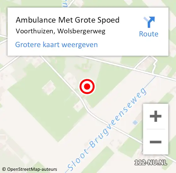 Locatie op kaart van de 112 melding: Ambulance Met Grote Spoed Naar Voorthuizen, Wolsbergerweg op 6 juni 2022 19:05